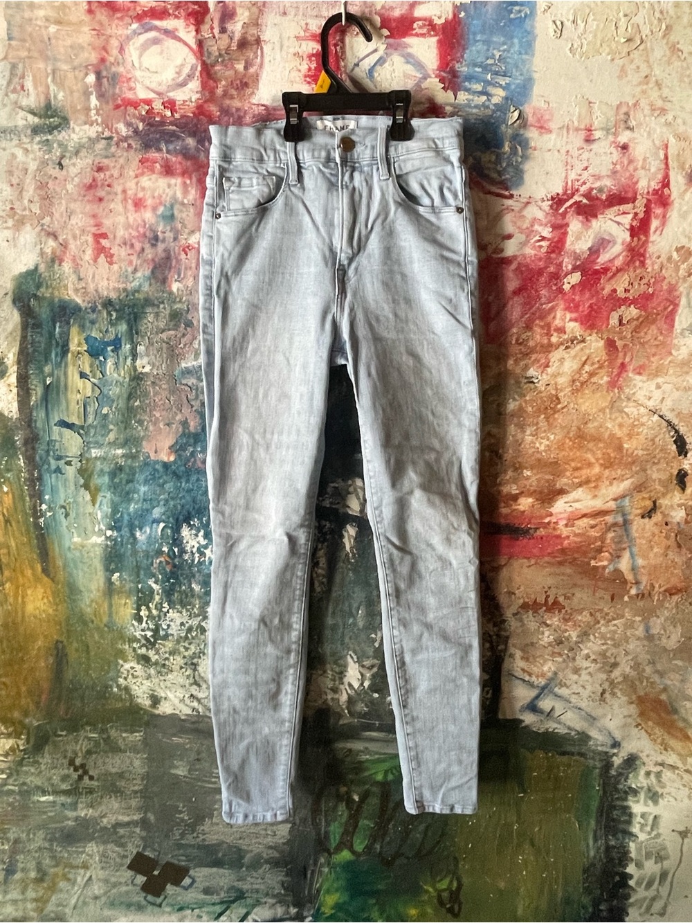 Frame Denim Light Gray Skinny Jeans